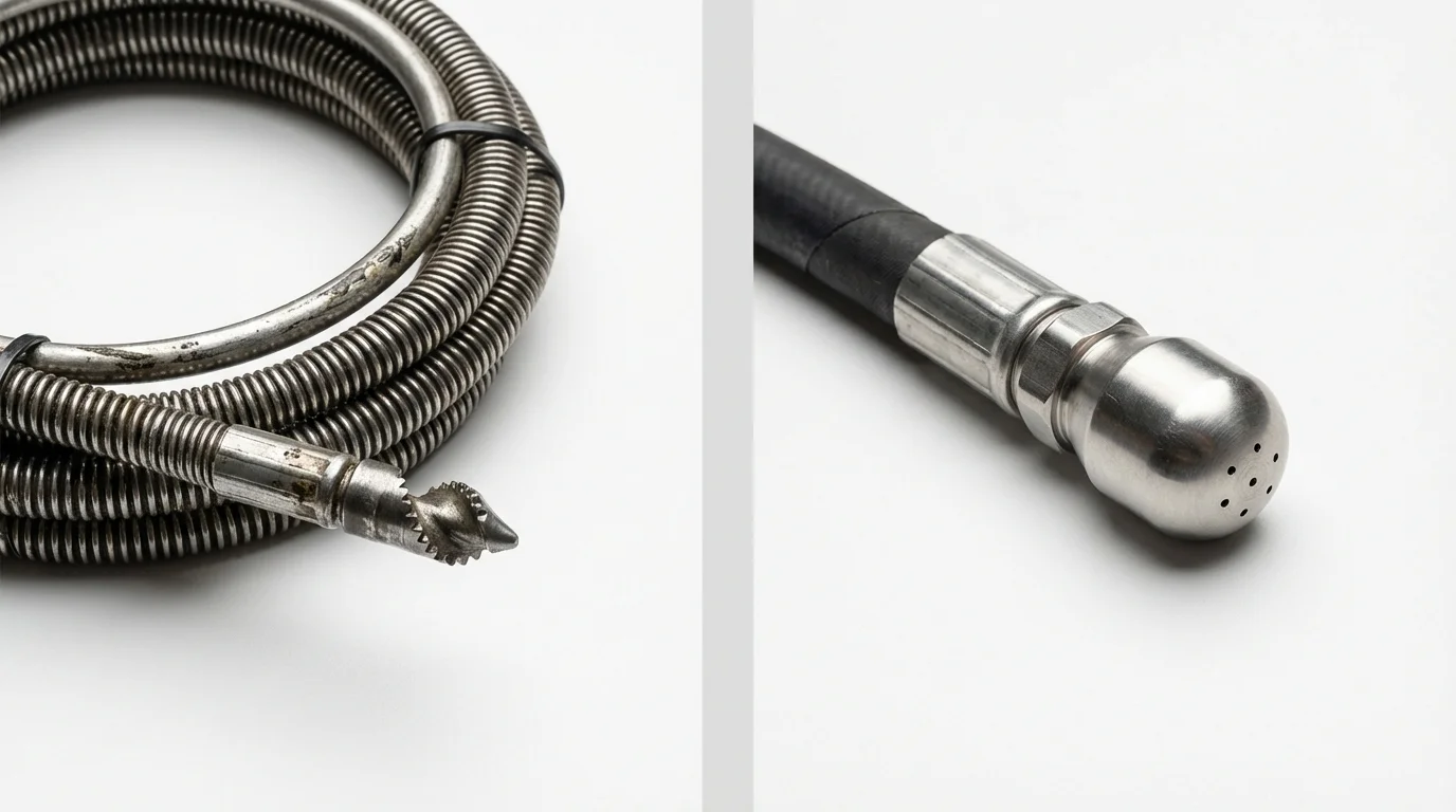 Drain snake cable and hydro jetting nozzle used for drain cleaning in Mifflinburg, PA