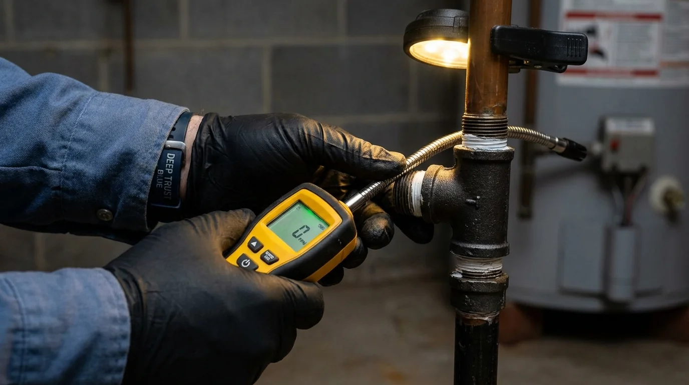 Gas leak detection with electronic sniffer by Johns Plumbing LLC in Mifflinburg