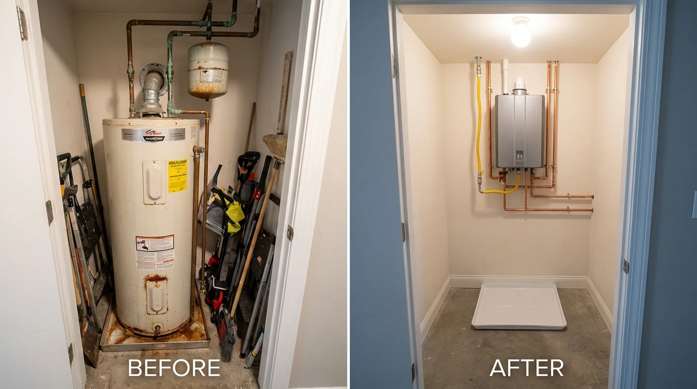 Tank water heater versus wall-mounted tankless unit comparison for Mifflinburg, PA homeowners
